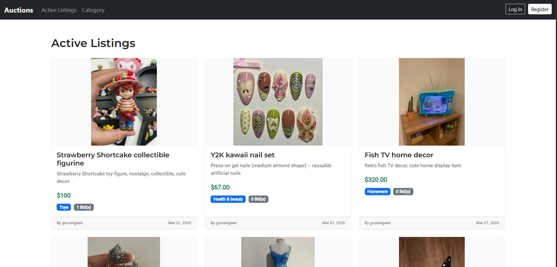 Commerce auction application marketplace preview