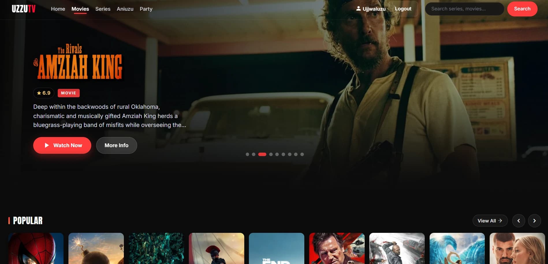 UzzUTV media detail page for a movie